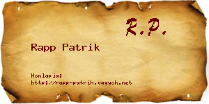 Rapp Patrik névjegykártya